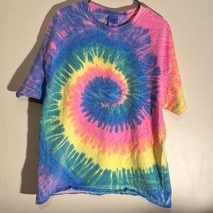 Vintage Tie-Dye Swirl T-Shirt - Pink, Blue, Yellow